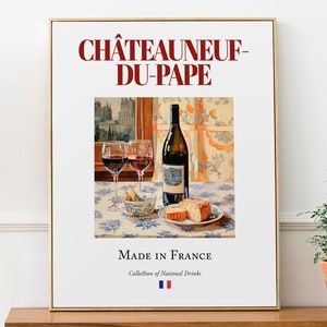 Châteauneuf-du-Pape su piastrelle di maiolica, poster di stampa di bevande tradizionali del Vaucluse, arte murale per cucina e bar