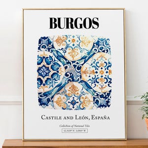 Burgos, Kastilien und León, Spanien - Klassisches Fliesenmuster Künstlerischer Wanddruck