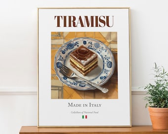 Tiramisu Art Print: Italian Food Poster, Cafe Wall Decor