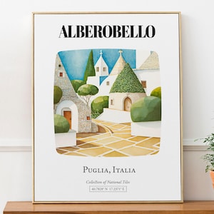 Alberobello, Puglia, Italy, Traditional Tile Pattern With Trulli Aesthetic Wall Art Decor Print Poster