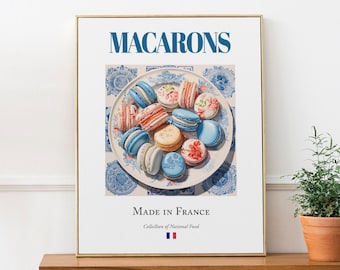 Macarons Art Print: French Food Poster, Kitchen Cafe Decor