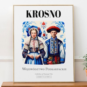 Lámina artística de Krosno, Polonia: decoración de pared con patrón de azulejos tradicionales