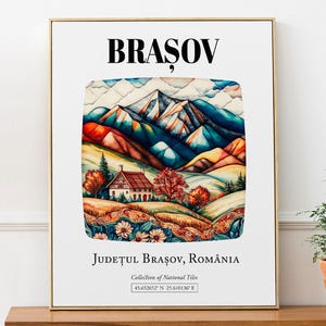 Braşov Rumänien Print: Folk Tile Karpaten Bergkunst Poster