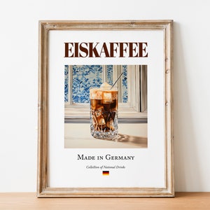 Eiskaffee on Maiolica Tile, Traditional German Beverage Drink Print Poster, Kitchen and Bar Wall Art image 8