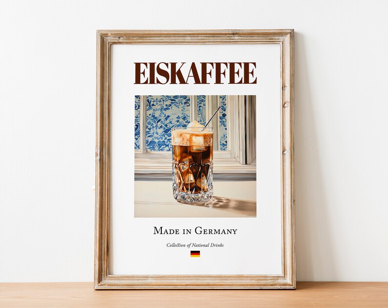 Eiskaffee on Maiolica Tile, Traditional German Beverage Drink Print Poster, Kitchen and Bar Wall Art image 8