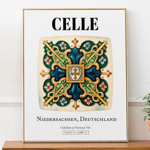 Celle, Niedersachsen, Germany, Traditional Tile Pattern Aesthetic Wall Art Decor Print Poster