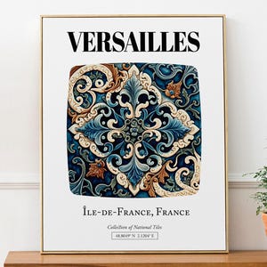 Versailles, France, Tile Pattern Aesthetic Wall Decor Print Poster