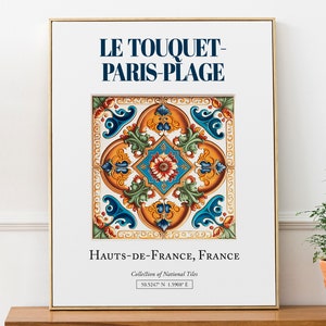 Le Touquet-Paris-Plage, Hauts-de-France, Francia, Azulejo tradicional popular estético, cartel impreso de arte de pared, arte de sala de estar