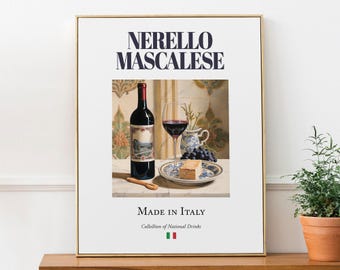 Nerello Mascalese Wine Print, Italian Tile Art, Kitchen Bar Decor