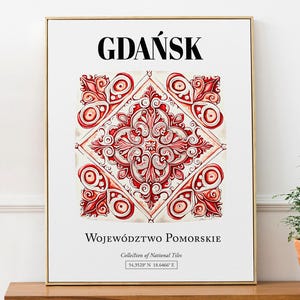 Impresión de azulejos de Gdansk, póster decorativo de arte mural tradicional polaco