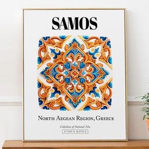 Samos: Greek Island Tradition and Beauty through Tile Patterns in Wall Art