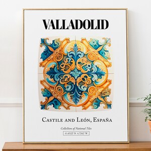 Valladolid, Castille et León, Espagne - Poster impression d'art à motif de carreaux traditionnels