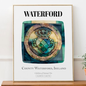 Waterford, County Waterford, Ireland, Traditional Tile Pattern Aesthetic Wall Art Decor Print Poster