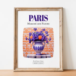 Paris Île-de-France, France Marché aux Fleurs, Violet Bouquet in Maiolica Vase Wall Art Print Poster image 8