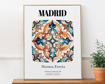Madrid&#39;s Classic Tile Art Poster: Capturing the Essence of Spain&#39;s Capital