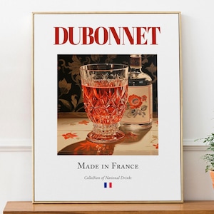 Dubonnet on Maiolica Tile, Traditional French Beverage (Drink) Print Poster, Kitchen and Bar Wall Art