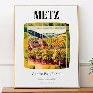 Metz Vineyard, France, Tile Pattern Aesthetic Wall Art Print Poster