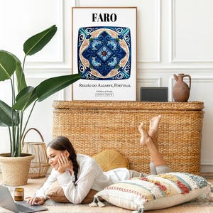 Faro Portugal Tile Art Print: Traditional Algarve Pattern Decor image 5