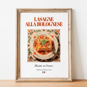 Lasagne alla Bolognese on Maiolica tile plate, Traditional Italian Food Wall Art Print Poster, Kitchen and Café Decor, Foodie Gift image 8