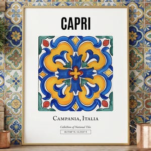 Capri Italy-citroentegelprint, mediterrane muurkunst