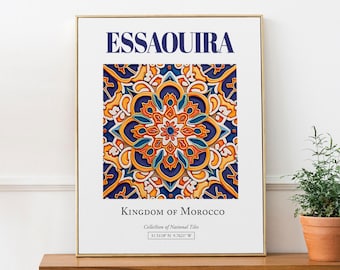Moroccan Tile Print, Essaouira, Minimalist Wall Art Decor