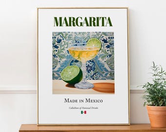 Margarita Print: Traditional Mexican Drink on Maiolica Tile
