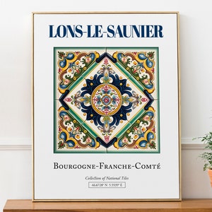 Lons-le-Saunier, Bourgogne-Franche-Comté, France, Aesthetic Traditional Tile, Wall Decor Print Poster, Living Room Art