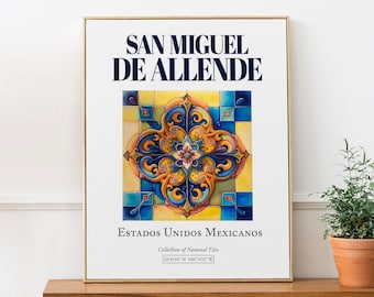 Stampa artistica di piastrelle di San Miguel de Allende, arredamento per la casa messicano