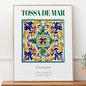 Tossa de Mar, Cataluña, Spanien, ästhetik, Folk, Traditionelle Fliese, Wand Kunst Druck Poster, Küchen Wandkunst