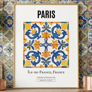 Paris Tile Pattern Print, Traditional French Wall Art