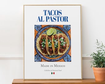 Tacos al Pastor Print, Traditional Mexican Food Poster, Foodie Gift