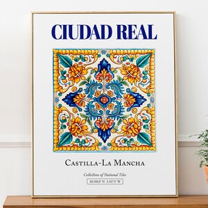 Ciudad Real, Castilla-La Mancha, Spain, Aesthetic Traditional Tile, Wall Art Décor Print Poster, Living Room Poster