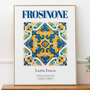 Frosinone, Lazio, Italië, esthetische folk traditionele majolica tegel, Wall Art Print poster, slaapkamer muur decor