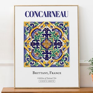 Concarneau, Bretaña, Francia, Azulejo tradicional estético popular, Póster con impresión de arte de pared, Arte de pared para dormitorio