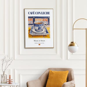 Café con Leche Print, Spanish Tile Kitchen Art Poster image 5