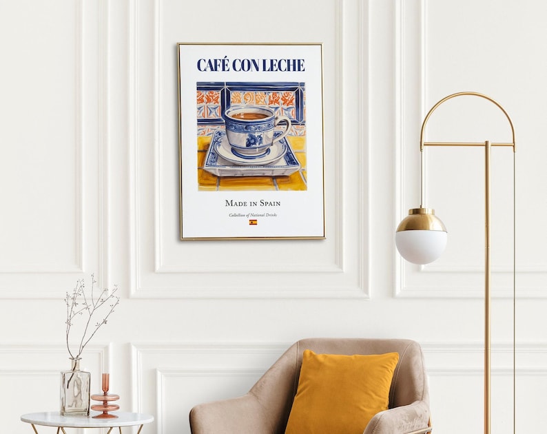 Café con Leche Print, Spanish Tile Kitchen Art Poster image 5