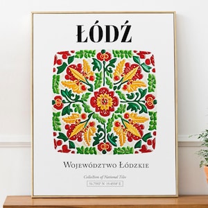 Impresión artística de azulejos de Łódź, Polonia: decoración de pared con motivos tradicionales polacos