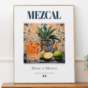 Stampa di mezcal su piastrelle di maiolica, arte da bar messicana