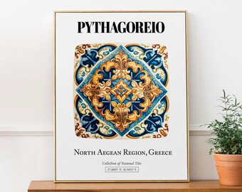 Patrón de mosaico atemporal Pythagoreio: la historia de las islas griegas en el arte mural