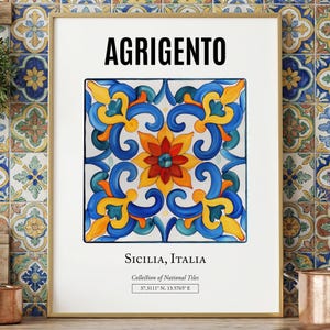 Agrigento Sicily Art Print: Italian Folk Costume Tile Pattern