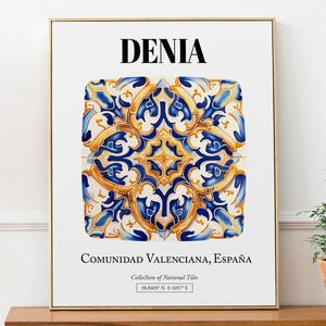 Denia, Valencian Community, Spain - Traditional Tile Pattern Wall Art Print Poster