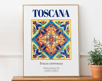 Tuscany Tile Art Print, Italia Centrale, Italian Maiolica Decor