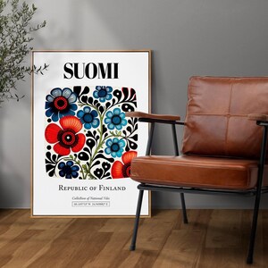 Finnish Tile Art Print | Suomi Floral Pattern Poster image 3