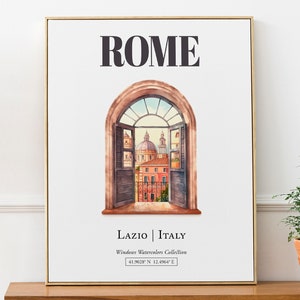 Rom (Lazio, Italien) Reise, Druck Poster, Traditionelle Fenster Aquarell Illustration Wand Dekoration, Italien Liebhaber Geschenk