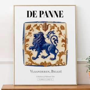 De Panne, Vlaanderen, Belgien, Fliesen mit Blue Lion Aesthetic Wall Art Decor Print Poster