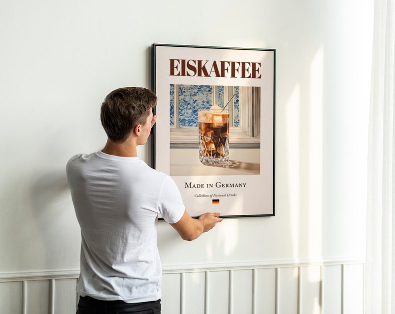 Eiskaffee on Maiolica Tile, Traditional German Beverage Drink Print Poster, Kitchen and Bar Wall Art image 4