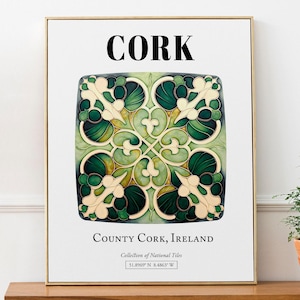Cork, County Cork, Ireland, Traditional Tile Pattern Aesthetic Wall Art Decor Print Poster