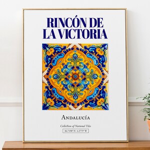 Rincón de la Victoria, Andalucía, España, Azulejo tradicional popular estético, Póster impreso de decoración de arte de pared, Arte de pared de cocina