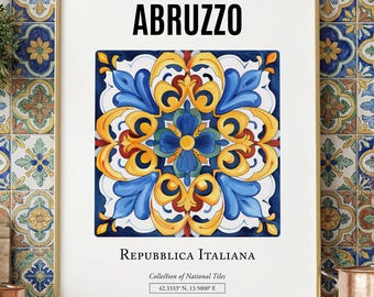 Abruzzen Italien Fliesendruck, Folk Art Poster