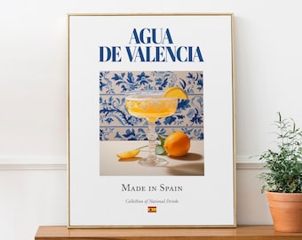 Agua De Valencia Print, Spanish Drink Poster, Kitchen & Bar Art